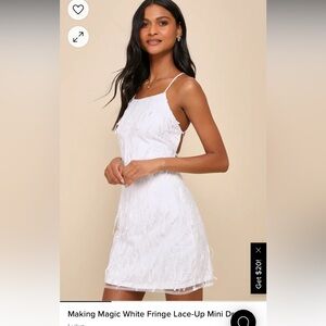 Lulus Making Magic white fringe dress NWT small